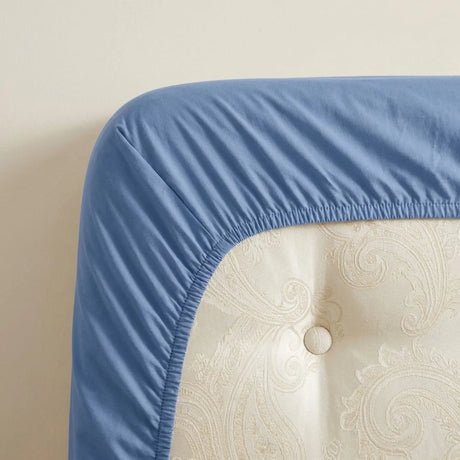 Percale 180 Thread Count Extra Deep Blue Fitted Sheet 40cm Deep-3