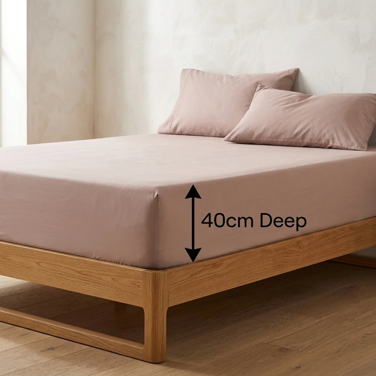 Percale 180 Thread Count Extra Deep Blush Fitted Sheet 40cm Deep-4