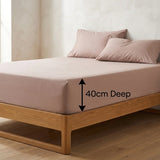 Percale 180 Thread Count Extra Deep Blush Fitted Sheet 40cm Deep-4