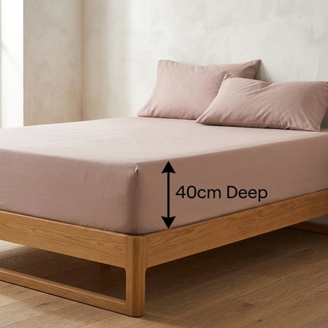 Percale 180 Thread Count Extra Deep Blush Fitted Sheet 40cm Deep-4