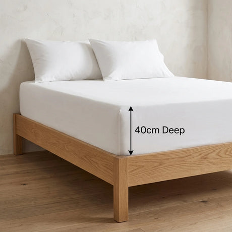 Percale 180 Thread Count Extra Deep Cream Fitted Sheet 40cm Deep-4