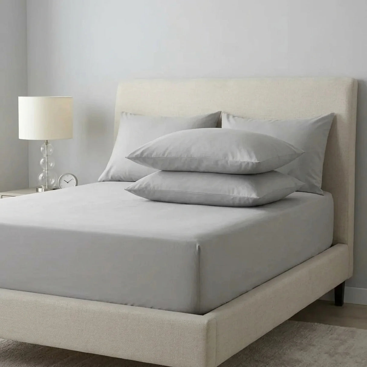 Percale 180 Thread Count Extra Deep Grey Fitted Sheet 40cm Deep-1