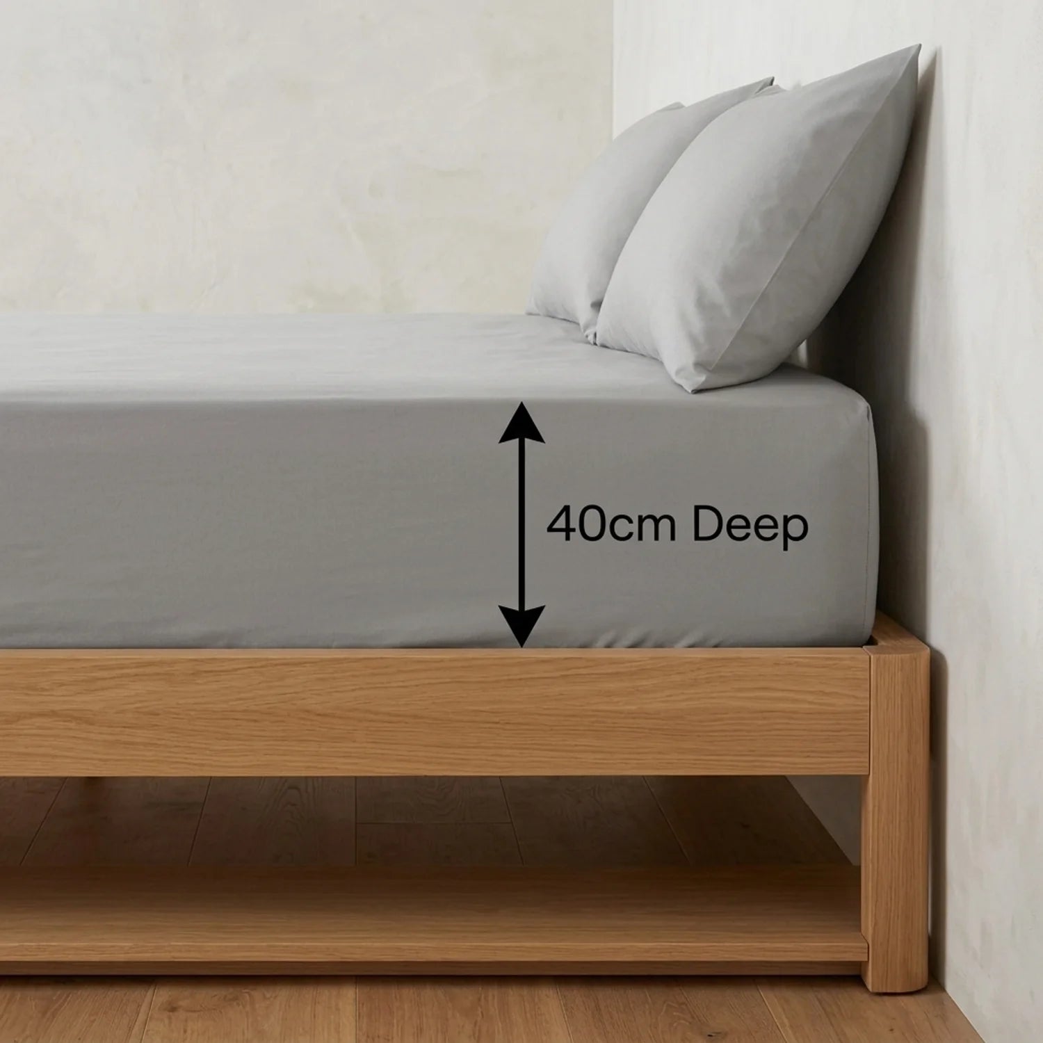 Percale 180 Thread Count Extra Deep Grey Fitted Sheet 40cm Deep-4