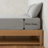Percale 180 Thread Count Extra Deep Grey Fitted Sheet 40cm Deep-4
