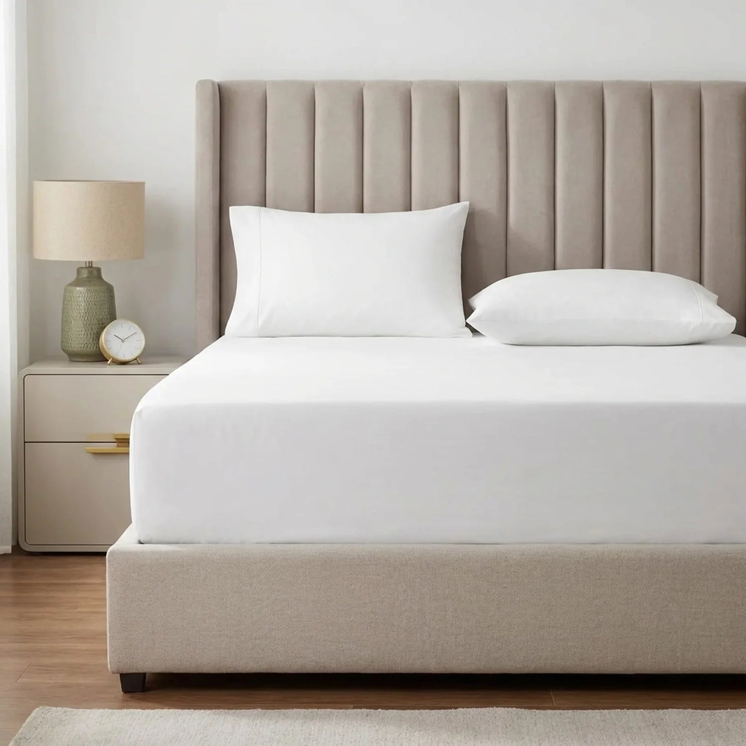 Percale 180 Thread Count Extra Deep White Fitted Sheet 40cm Deep-1