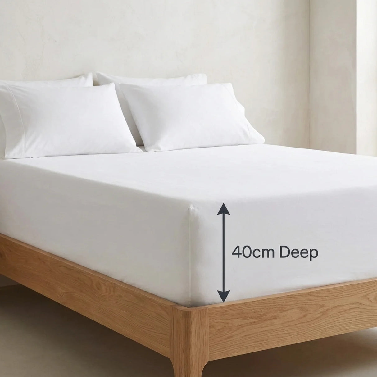 Percale 180 Thread Count Extra Deep White Fitted Sheet 40cm Deep-6