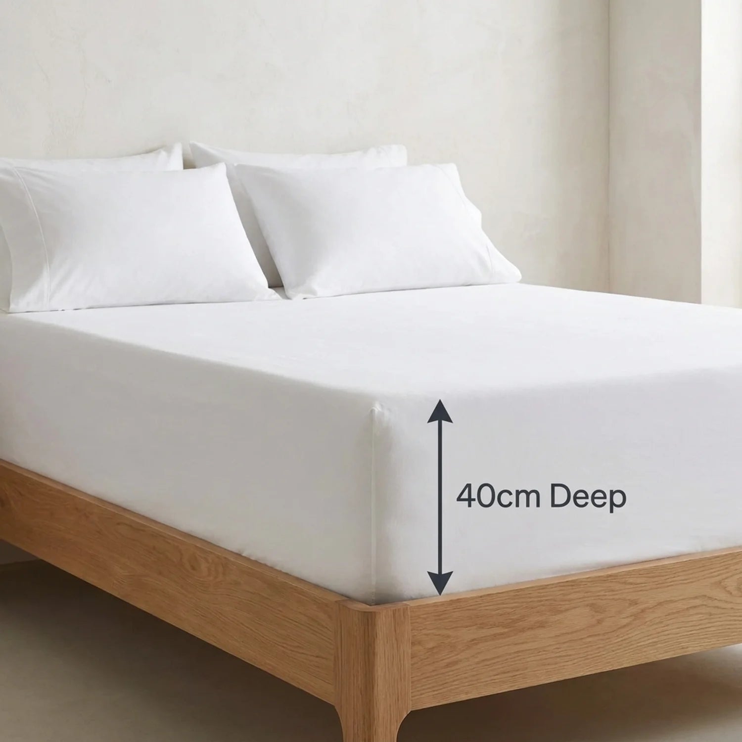Percale 180 Thread Count Extra Deep White Fitted Sheet 40cm Deep-6