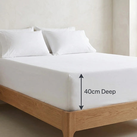 Percale 180 Thread Count Extra Deep White Fitted Sheet 40cm Deep-6