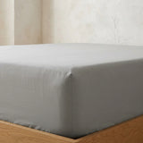 Percale 180 Thread Count Grey Fitted Sheet 25cm Deep-3