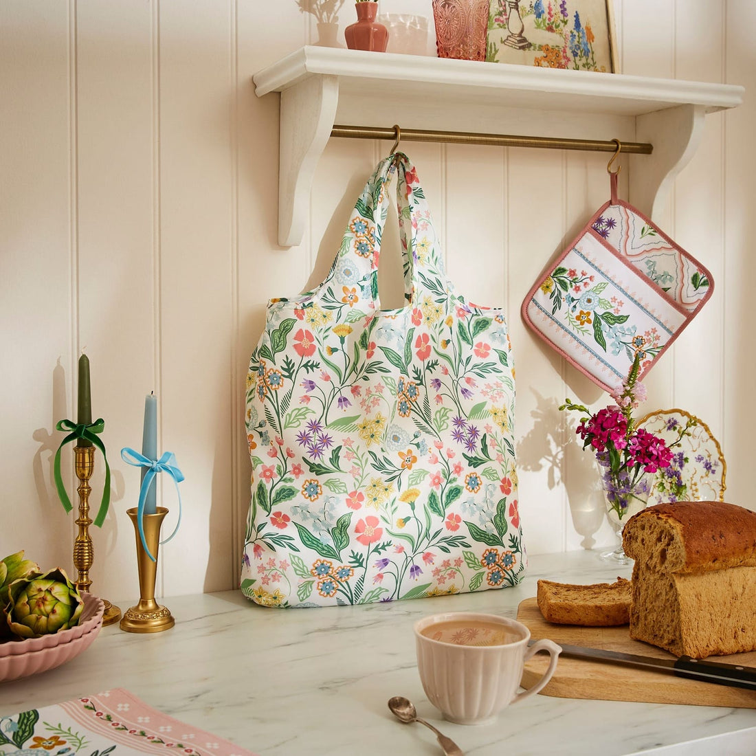 Ulster Weavers Petals & Prose Pink Floral Foldable Shopping Bag