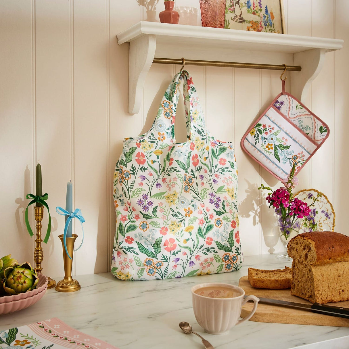 Ulster Weavers Petals & Prose Pink Floral Foldable Shopping Bag - Petals & Prose Foldable Tote Bag Medium In Pink 2