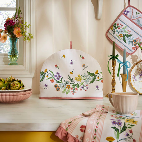 Ulster Weavers Petals & Prose Pink Floral Cotton Tea Cosy - Petals & Prose Tea Cosy In Pink 2