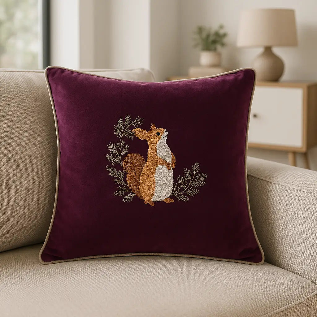 Pineberry Forest Velvet Cushion Cover or Filled Cushion 45cm x 45cm