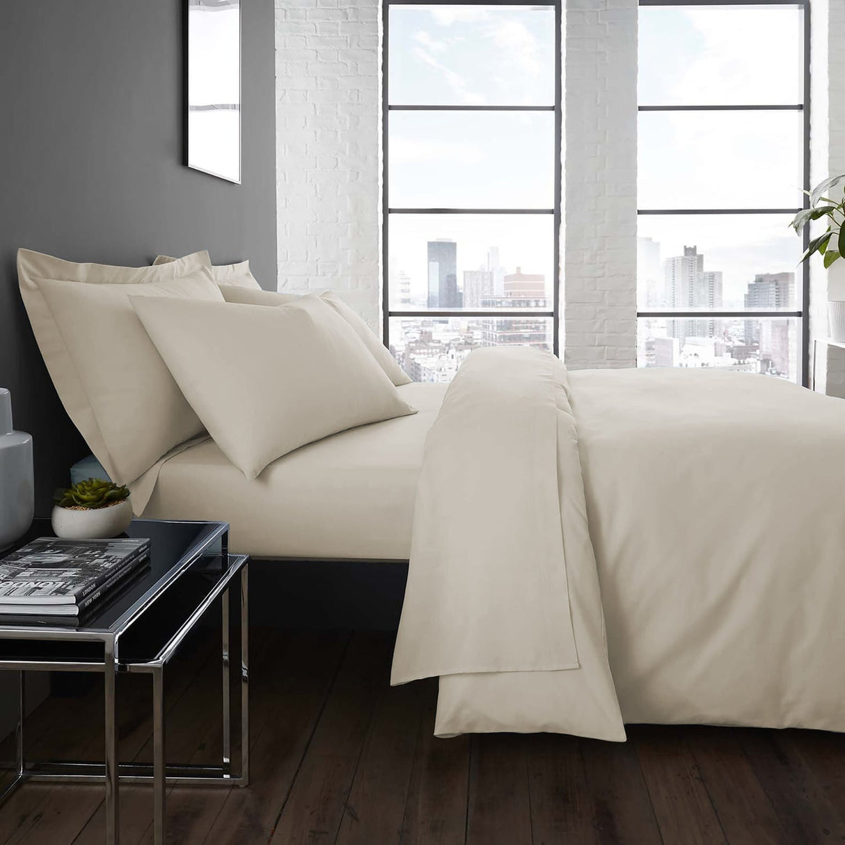 Plain Dye 32cm Extra Deep Fitted Bed Sheet - Natural