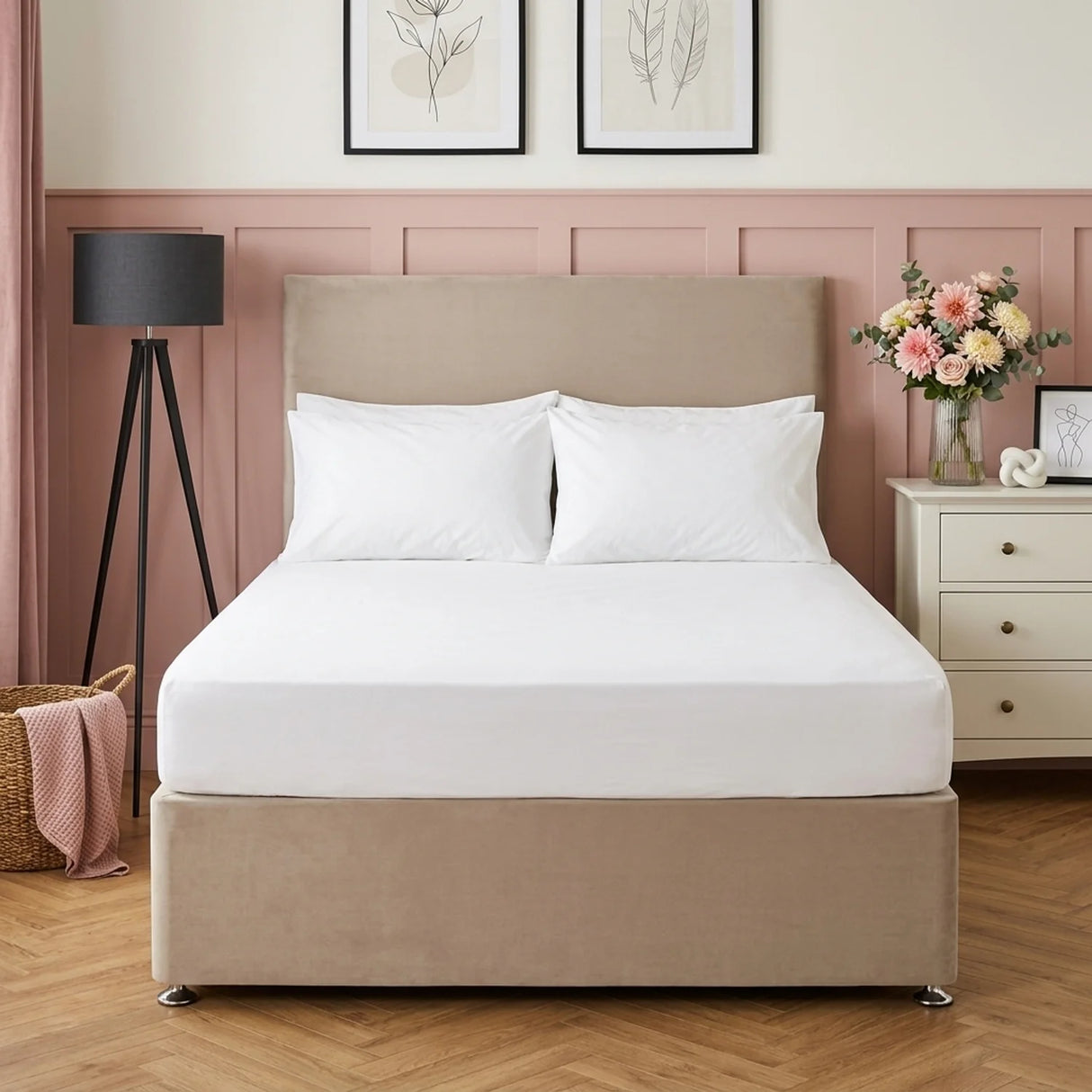 Plain Dye 32cm Extra Deep Fitted Bed Sheet White-2