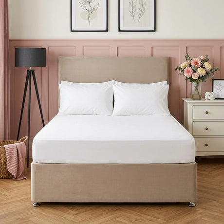 Plain Dye 32cm Extra Deep Fitted Bed Sheet White-2