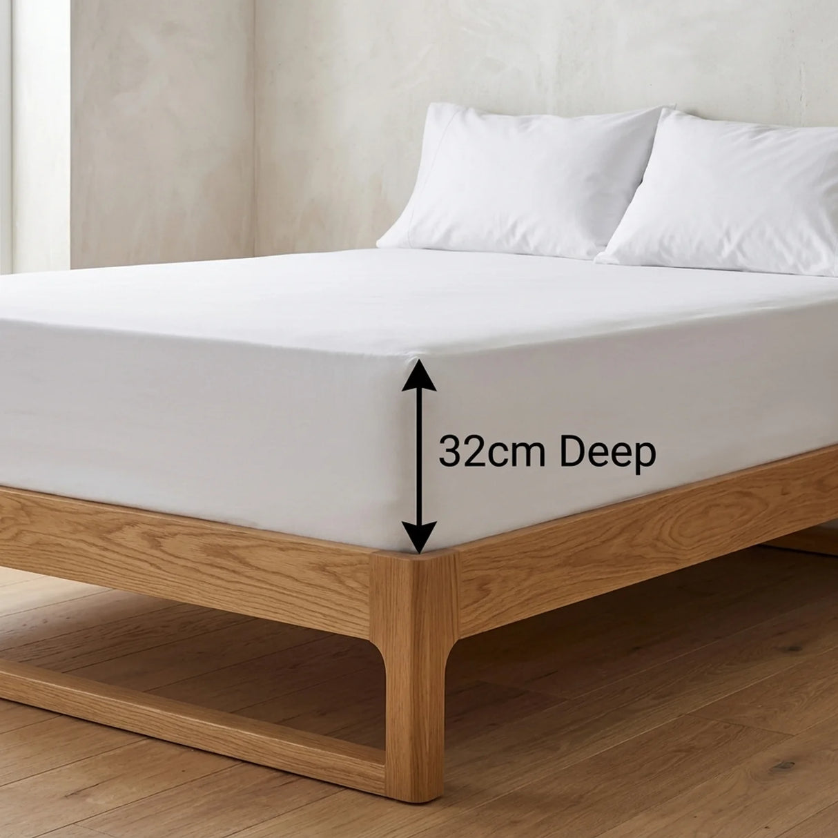 Plain Dye 32cm Extra Deep Fitted Bed Sheet White-3
