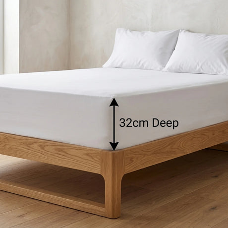 Plain Dye 32cm Extra Deep Fitted Bed Sheet White-3