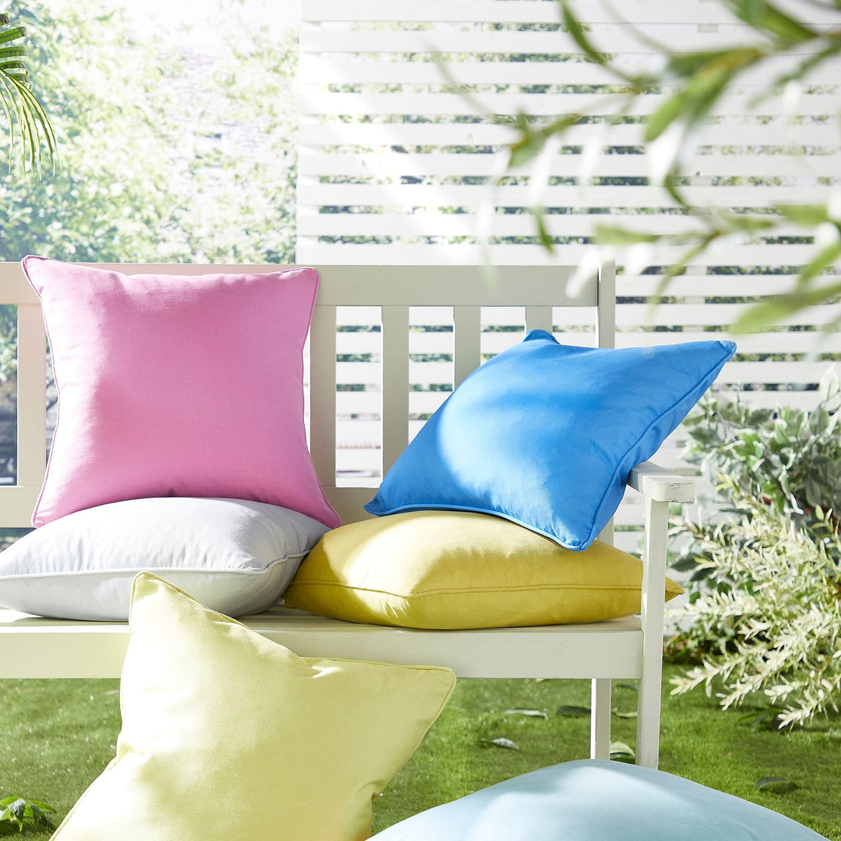 Plain Outdoor UV Resistant Cushion Cover 43cm x 43cm - Blue - Plain Dye Cushion In Blue 43 X 43Cm 3