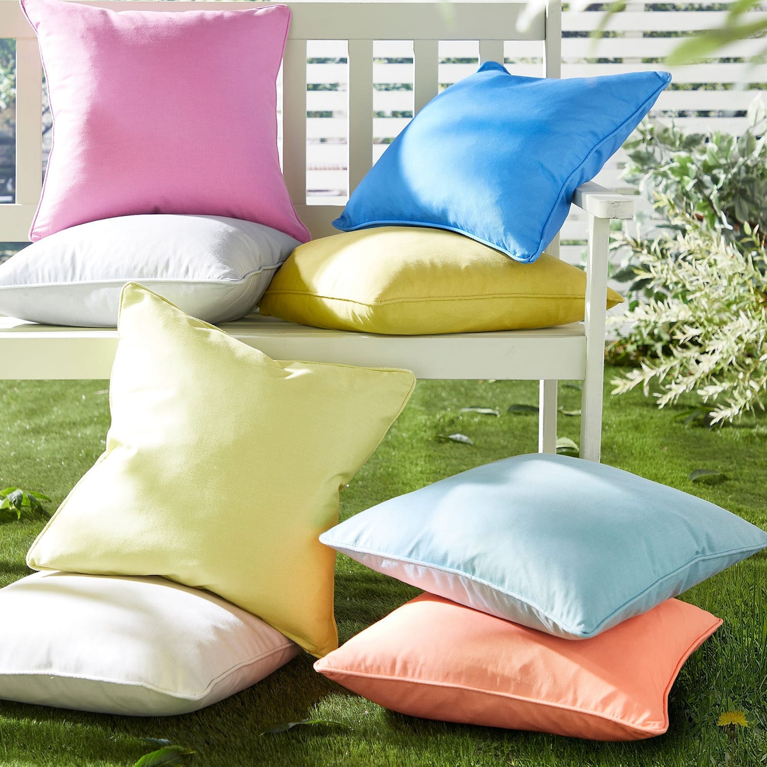 Plain Outdoor UV Resistant Cushion Cover 43cm x 43cm - Silver - Plain Dye Outdoor Cushion In Silver 43 X 43Cm 3