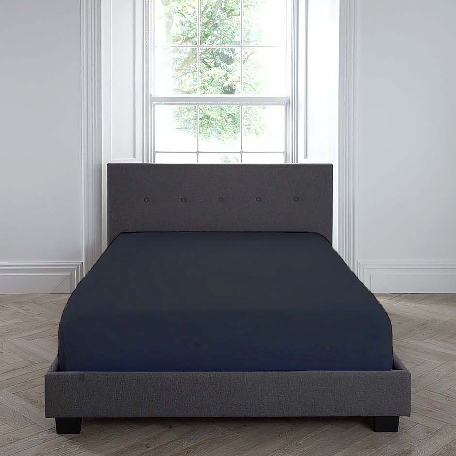 Plain Dye 32cm Extra Deep Fitted Bed Sheet - Navy - Plain Dyed 32Cm Deep Fitted Bed Sheet In Navy 2