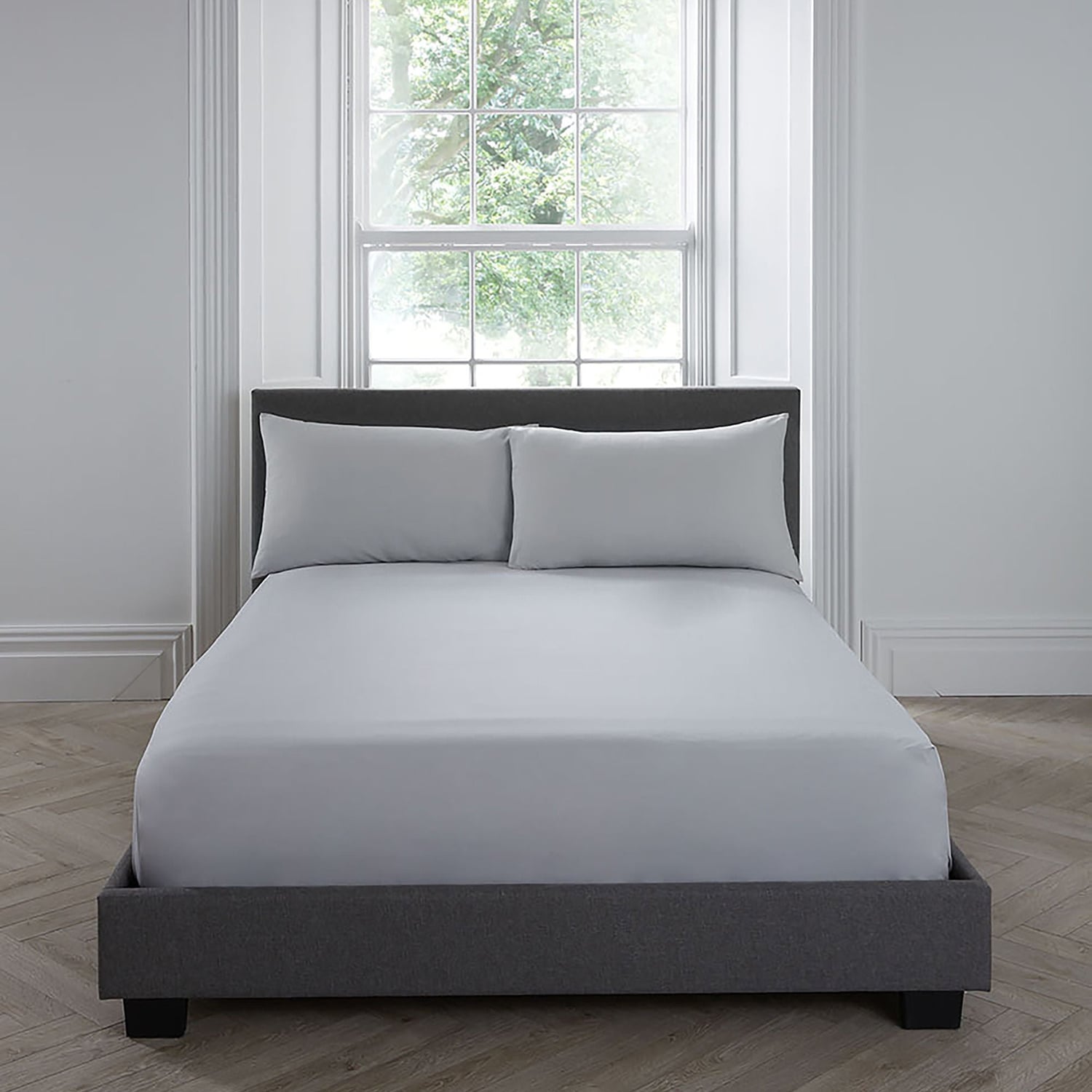 Plain Dye 32cm Extra Deep Fitted Bed Sheet - Silver - Plain Dyed 32Cm Deep Fitted Bed Sheet In Silver 3