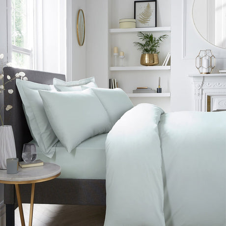 Plain Dye Polycotton Housewife Pillowcases Pair - Plain Dyed Pair Of Housewife Pillowcases In Green 50 X 75Cm 3