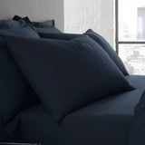 Plain Dye Polycotton Housewife Pillowcases Pair - Plain Dyed Pair Of Housewife Pillowcases In Navy 50 X 75Cm 1