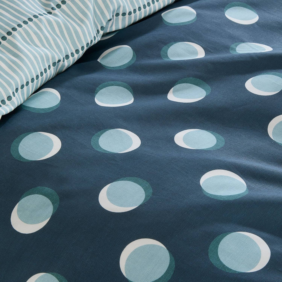 Polka Spot Polycotton Duvet Cover Set - Blue - Polka Spot Duvet Cover Set In Blue 3