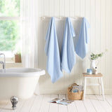 Popcorn Check 550 GSM Bathroom Towels - Blue - Popcorn Check Towels In Blue 2