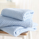 Popcorn Check 550 GSM Bathroom Towels - Blue - Popcorn Check Towels In Blue 3