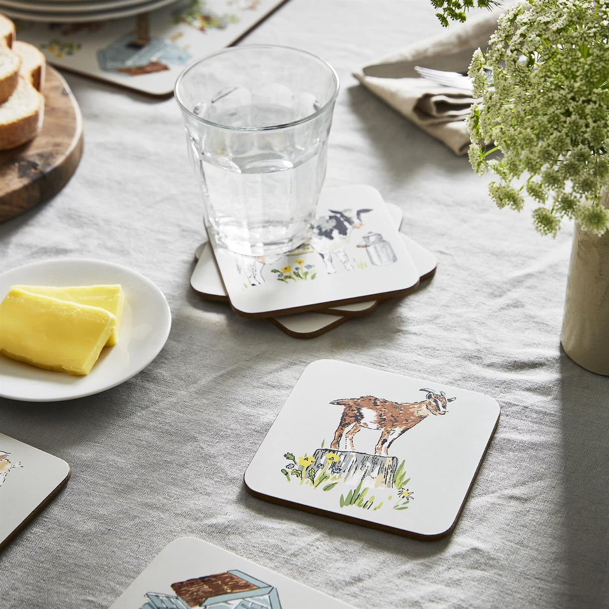 Ulster Weavers Portman Farm Farmhouse Design Coasters 4 Pack - Portman Farm Coasters 4 Pack In Grey 2