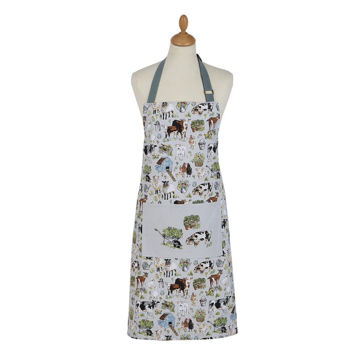 Ulster Weavers Portman Farm Farmhouse Design Cotton Apron - Portman Farm Cotton Apron In Grey 3