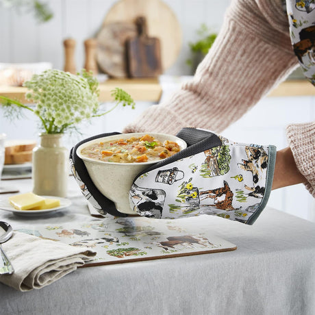 Ulster Weavers Portman Farm Farmhouse Design Microwave Mitts Pair - Portman Farm Microwave Mitts Pair In Grey 2