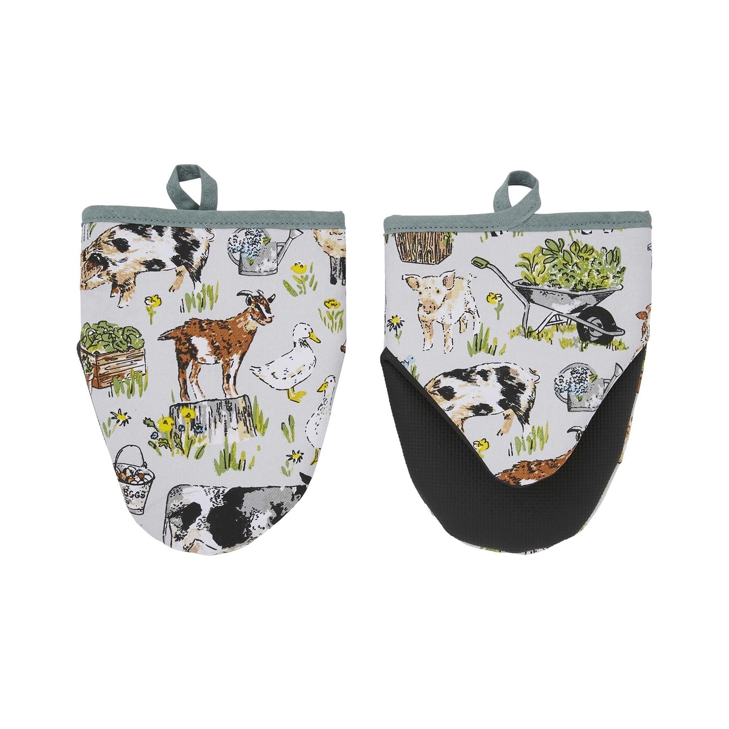 Ulster Weavers Portman Farm Farmhouse Design Microwave Mitts Pair - Portman Farm Microwave Mitts Pair In Grey 3