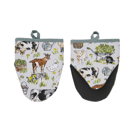 Ulster Weavers Portman Farm Farmhouse Design Microwave Mitts Pair - Portman Farm Microwave Mitts Pair In Grey 3