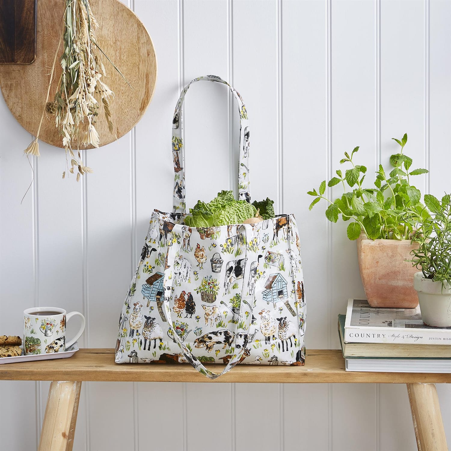 Ulster Weavers Portman Farm Farmhouse Design PVC Shoulder Bag - Portman Farm Shoulder Bag Pvc In Grey 3