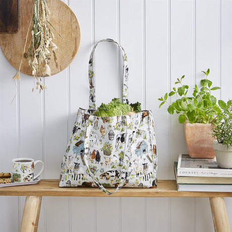 Ulster Weavers Portman Farm Farmhouse Design PVC Shoulder Bag - Portman Farm Shoulder Bag Pvc In Grey 3