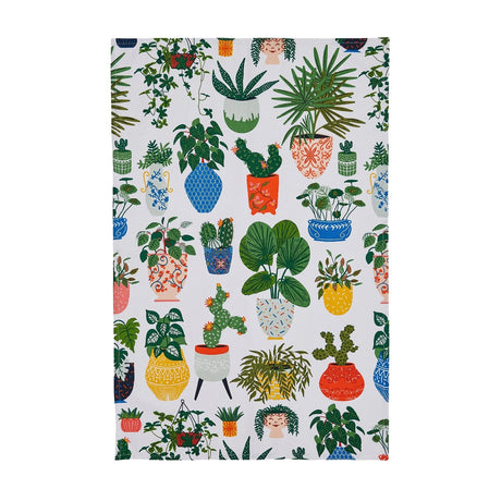 Ulster Weavers Pot Plants 100% Cotton Floral Tea Towel Green