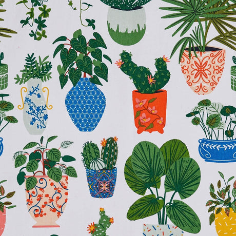 Ulster Weavers Pot Plants 100% Cotton Floral Tea Towel Green - Pot Plants Cotton Tea Towel In Green 2