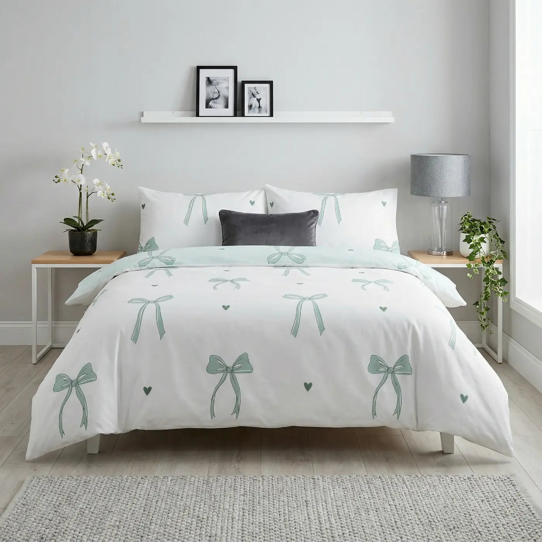 Bows Green Duvet Cover Bedding Set