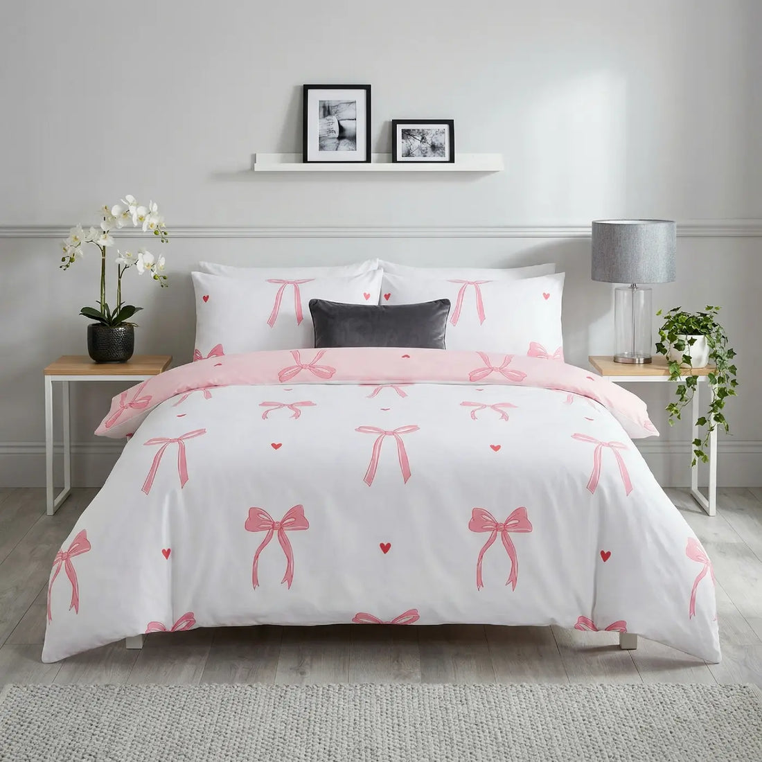Bows Pink Duvet Cover Bedding Set