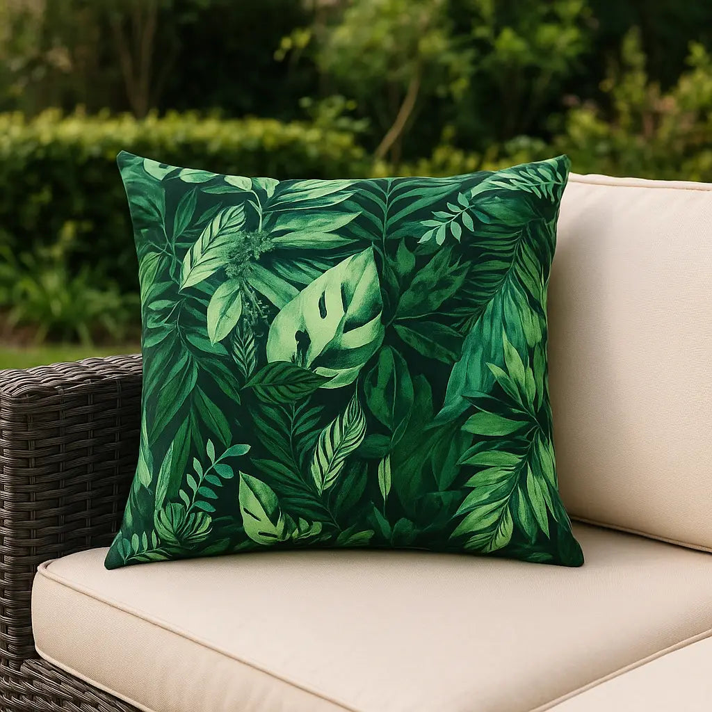 Psychedelic Jungle Outdoor Green Cushion Cover