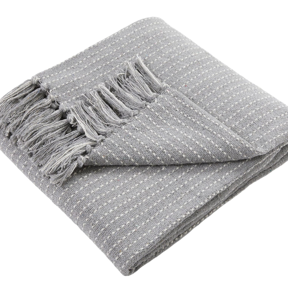 Quinn Cosy Reversible Grey Recycled Cotton Throw Blanket 130cm x 180cm