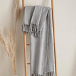 Quinn Grey Striped Cotton Rich Throw 200 x 200cm