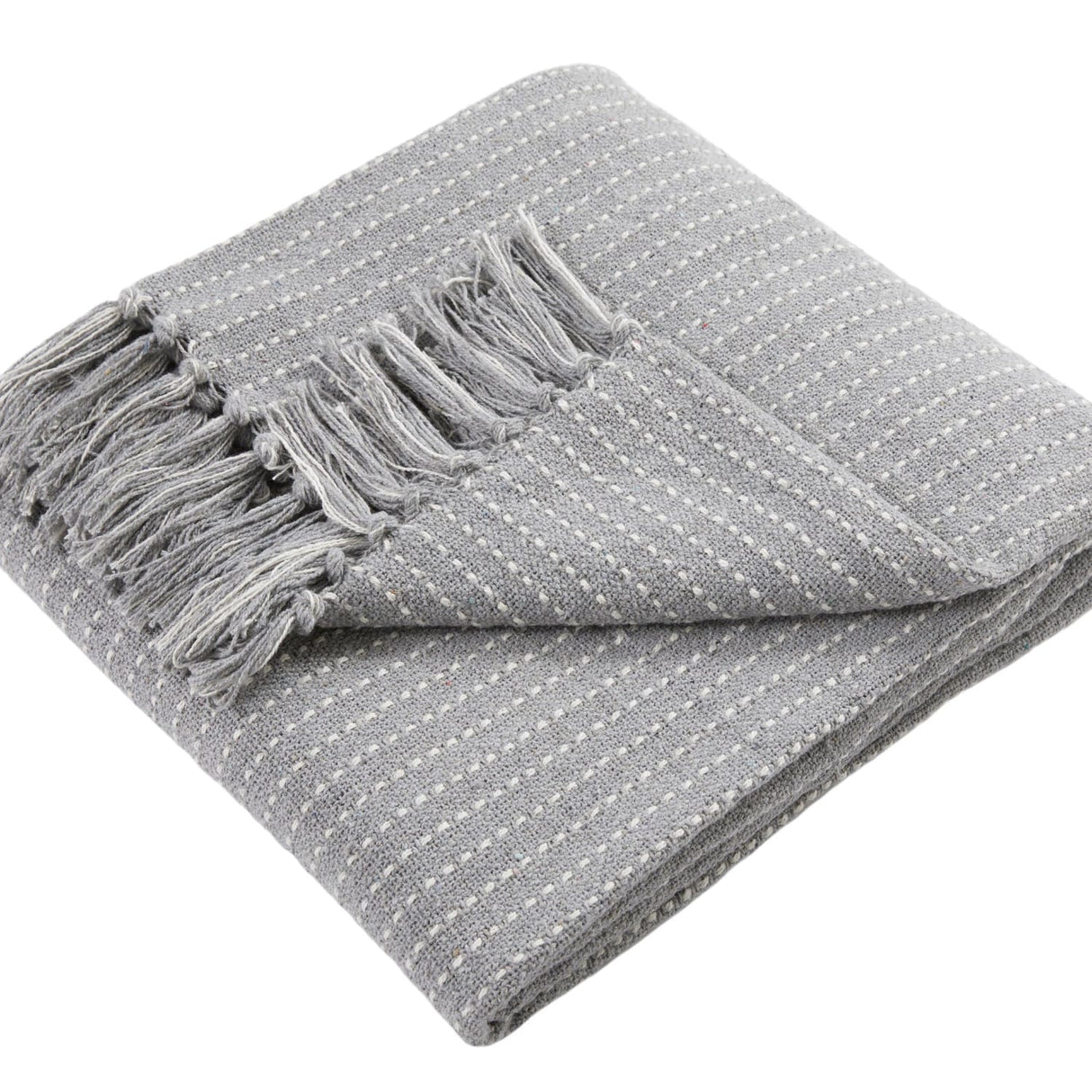 Quinn Grey Striped Cotton Rich Throw 200 x 200cm - Quinn Throw In Grey 200Cm X 200Cm 2