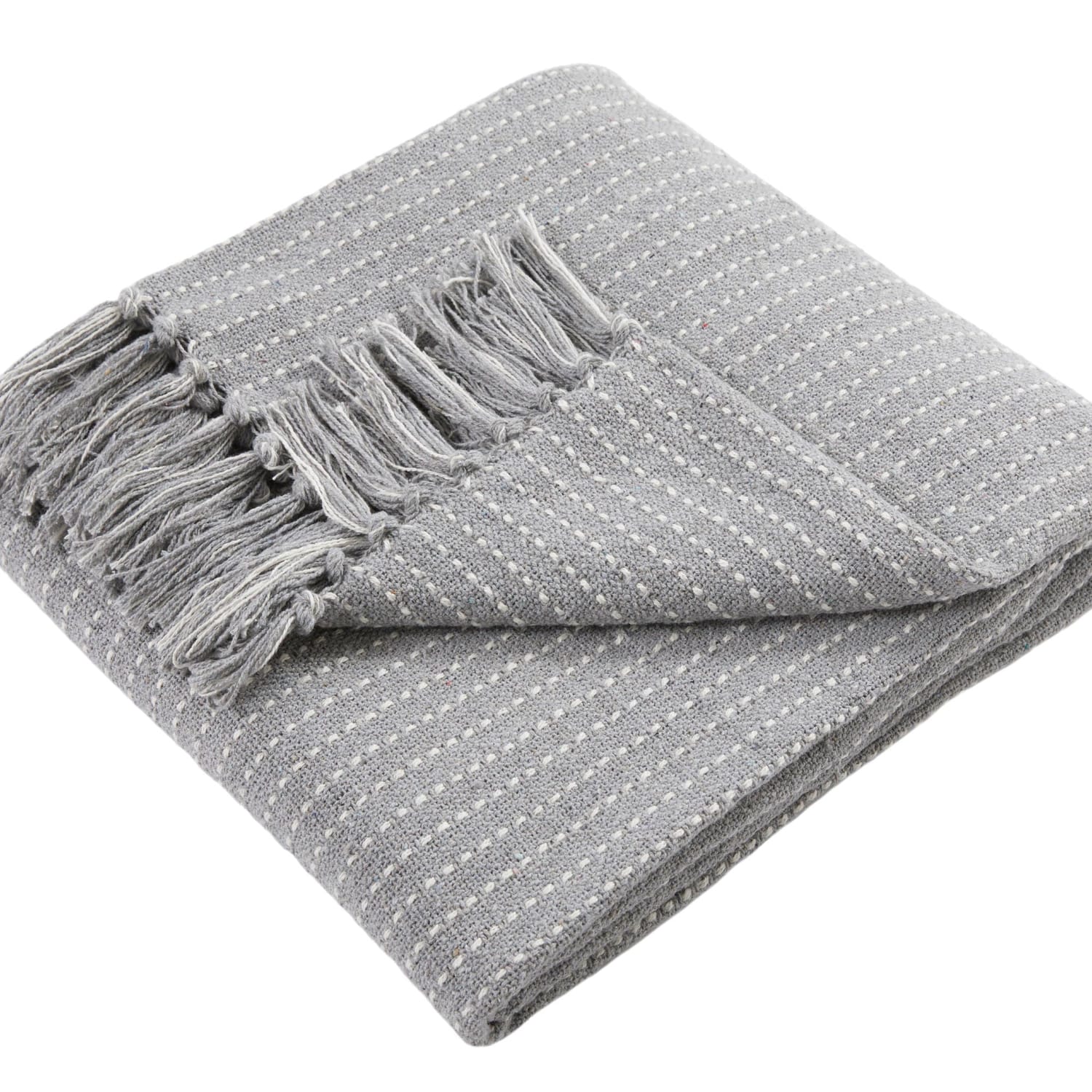 Quinn Grey Striped Cotton Rich Throw 200 x 200cm - Quinn Throw In Grey 200Cm X 200Cm 2