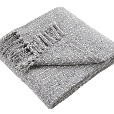 Quinn Grey Striped Cotton Rich Throw 200 x 200cm - Quinn Throw In Grey 200Cm X 200Cm 2