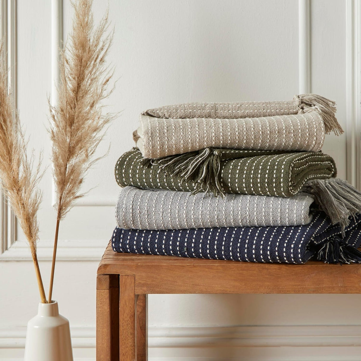 Quinn Cosy Recycled Cotton Reversible Throw – Natural – 130cm x 180cm - Quinn Throw In Natural 3