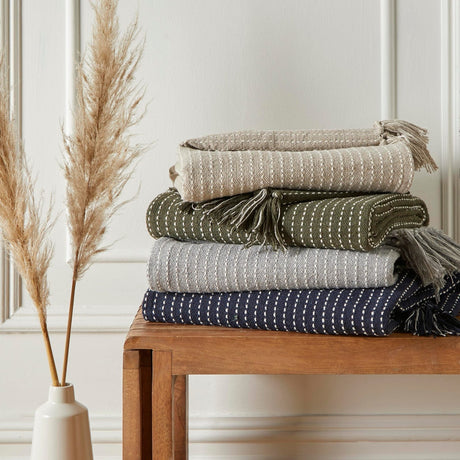 Quinn Cosy Recycled Cotton Reversible Throw – Natural – 130cm x 180cm - Quinn Throw In Natural 3